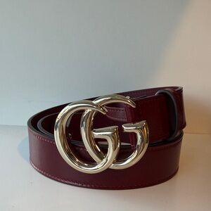 BRAND NEW Gucci Women's Burgundy Patent Leather Marmont Belt